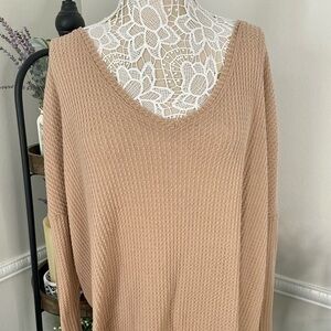 🌸CLEARANCE - Urban Outfitters Distressed Waffle Knit Long Sleeve Top - C14🤎